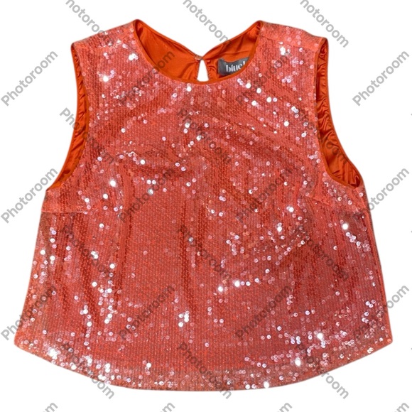 Blue B. Lapointe sequin sleeveless top carrot orange Size Small NEW - Picture 1 of 5